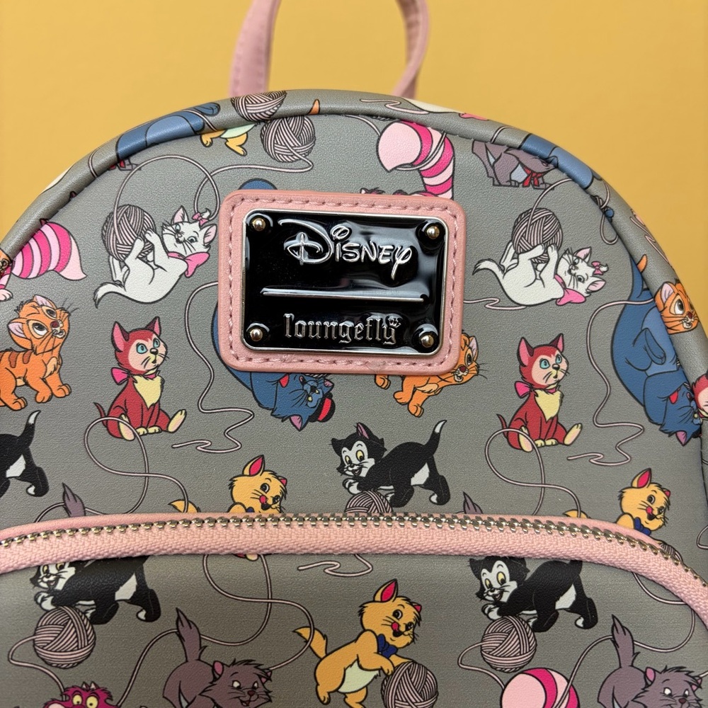 Loungefly Disney Cats Gray Pink Mini Backpack - Picture 4 of 16